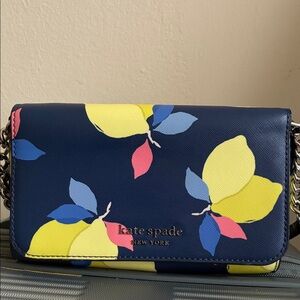 Kate Spade Navy Lemon Print Crossbody Bag